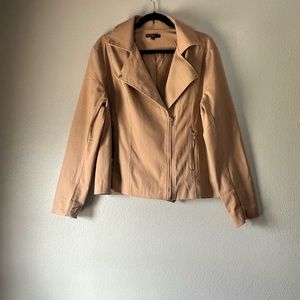 Moto Style Jacket in Apricot/Tan Large Cotton/Spandex
